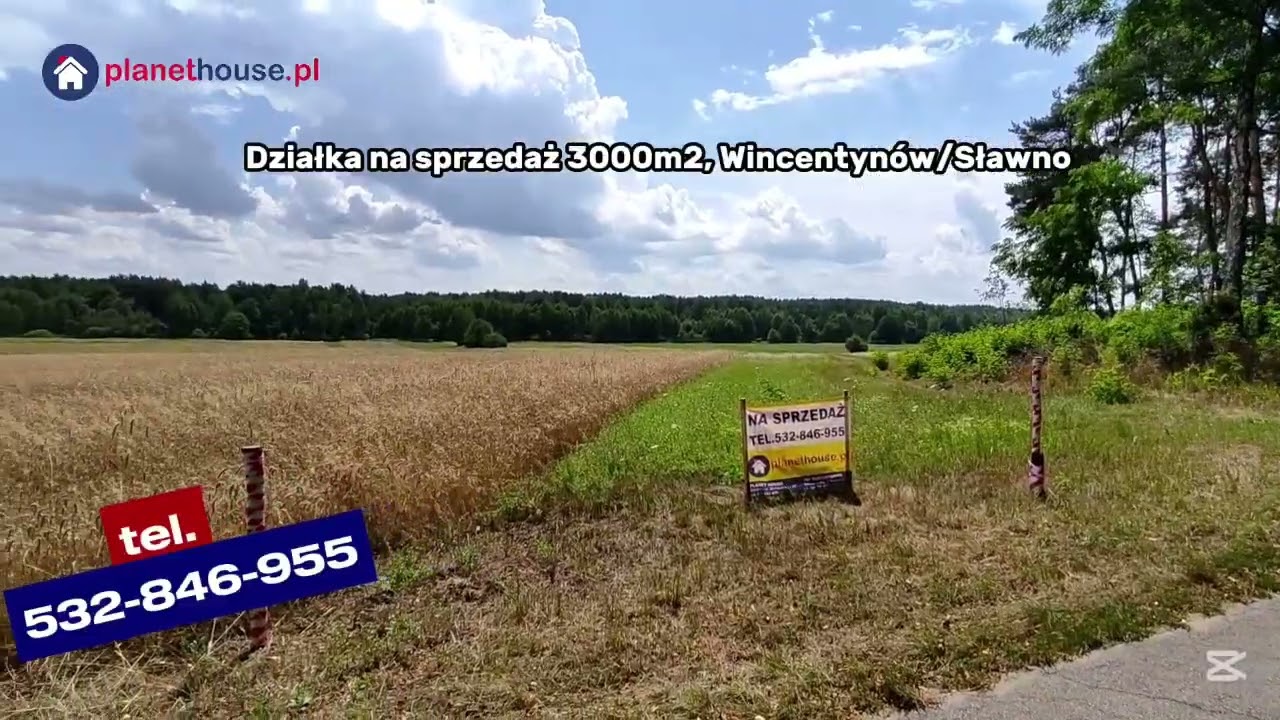 Działka na sprzedaż 3000 m2, Wincentyn&oacute;w/Sławno