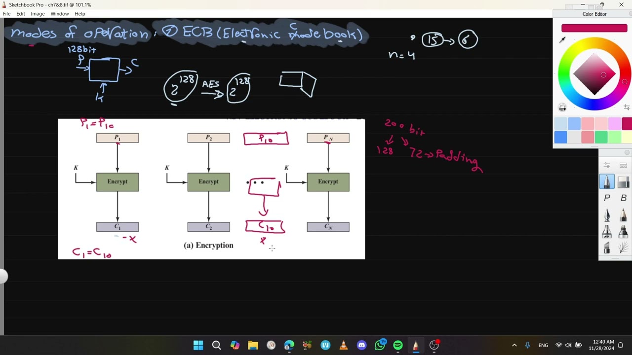 Cryptography - CH7&8 - pt2: Block Cipher Modes Of Operation (ECB,CBC,etc...)