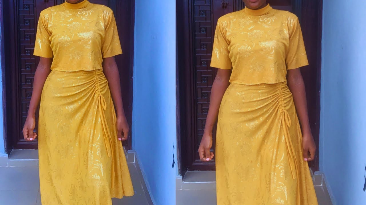 How to cut and sew  a ruched skirt and a crop top #ruched