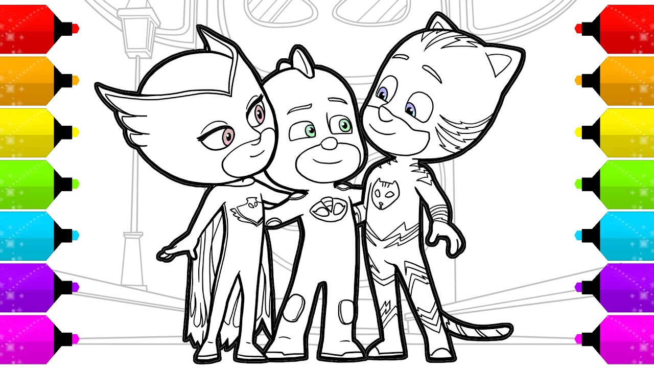 PJ MASKS Coloring Pages | How to Draw and Color Catboy, Gekko and Owlette