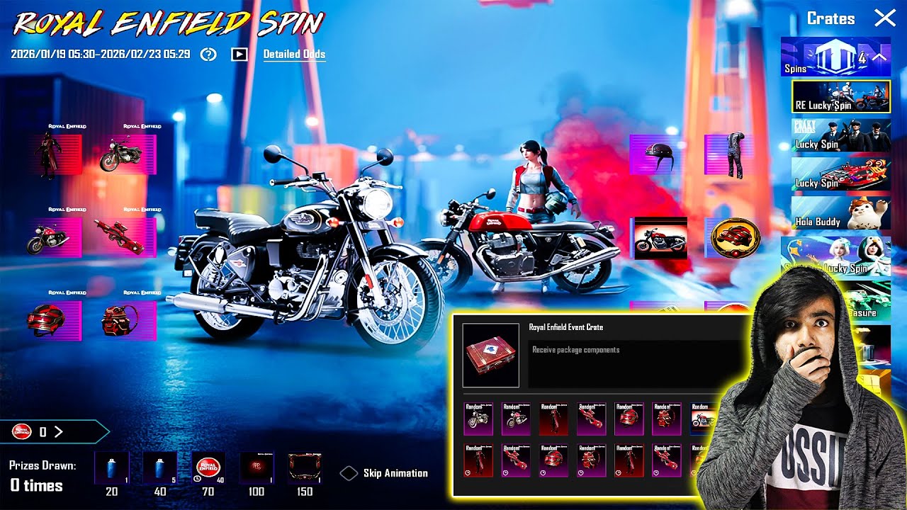 😱 OMG !! ROYAL ENFIELD GT 650 & CLASSIC 350 CRATE OPENING IN BGMI - SECRET TRICK GET FREE BIKE SPIN