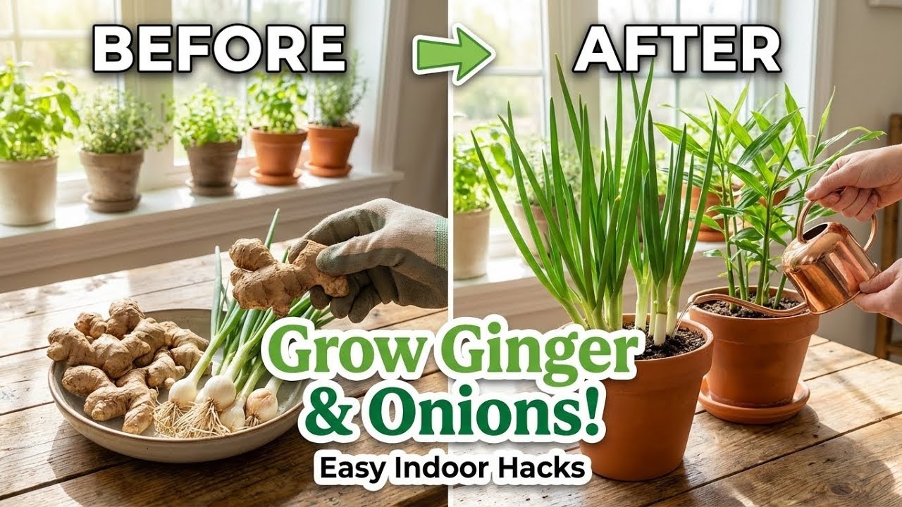 Grow Fresh Ginger & Onions at Home — Easy Indoor Gardening Hacks