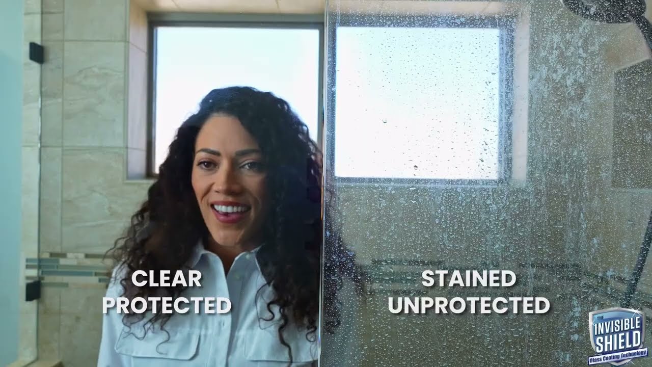 Invisible Shield Easy-Clean Protective Coating/Shower Treatment. Seals glass against water stains.