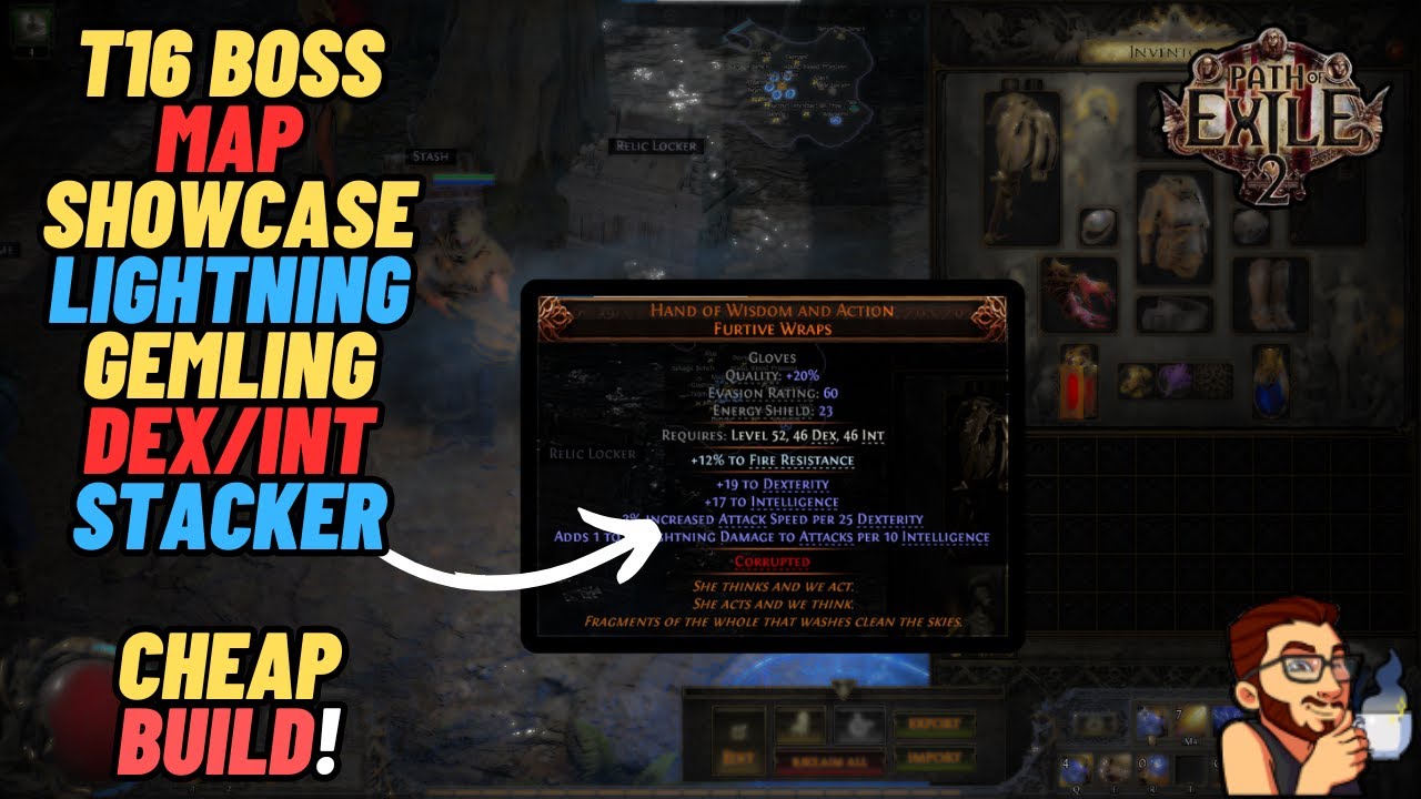 T16 BOSS MAP SHOWCASE - LIGHTNING GEMLING DEX/INT STACKER - CHEAP BUILD