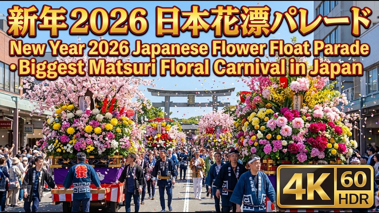 New Year 2026 Japanese Flower Float Parade • Biggest Matsuri Floral Carnival in Japan | 4K HDR 60FPS