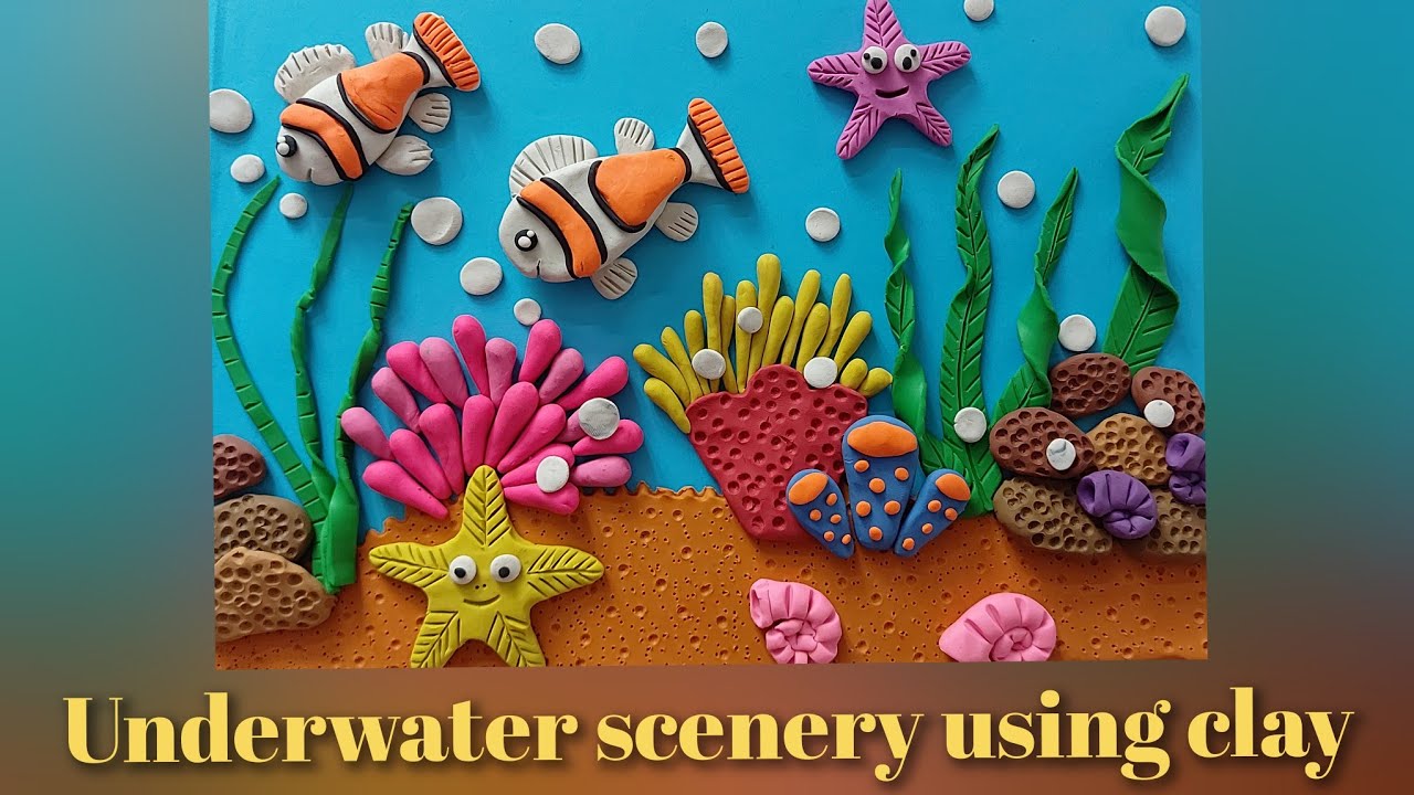 Under water scenery using Clay // Under water animals using clay / clay art and craft