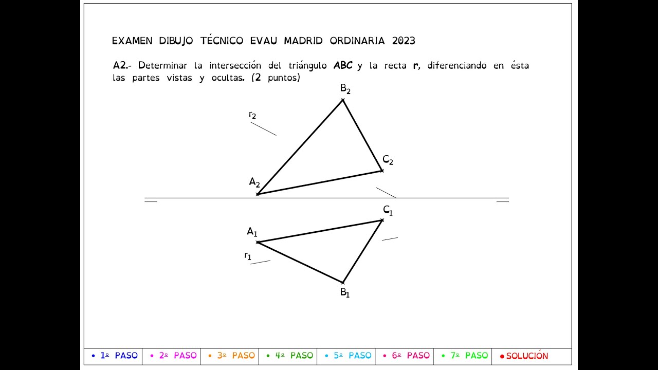 Ejercicio EVAU Madrid 2023 Ordinaria A2 (S. Diédrico, Dibujo Técnico, Bach, Selectividad, EVAU, PAU)