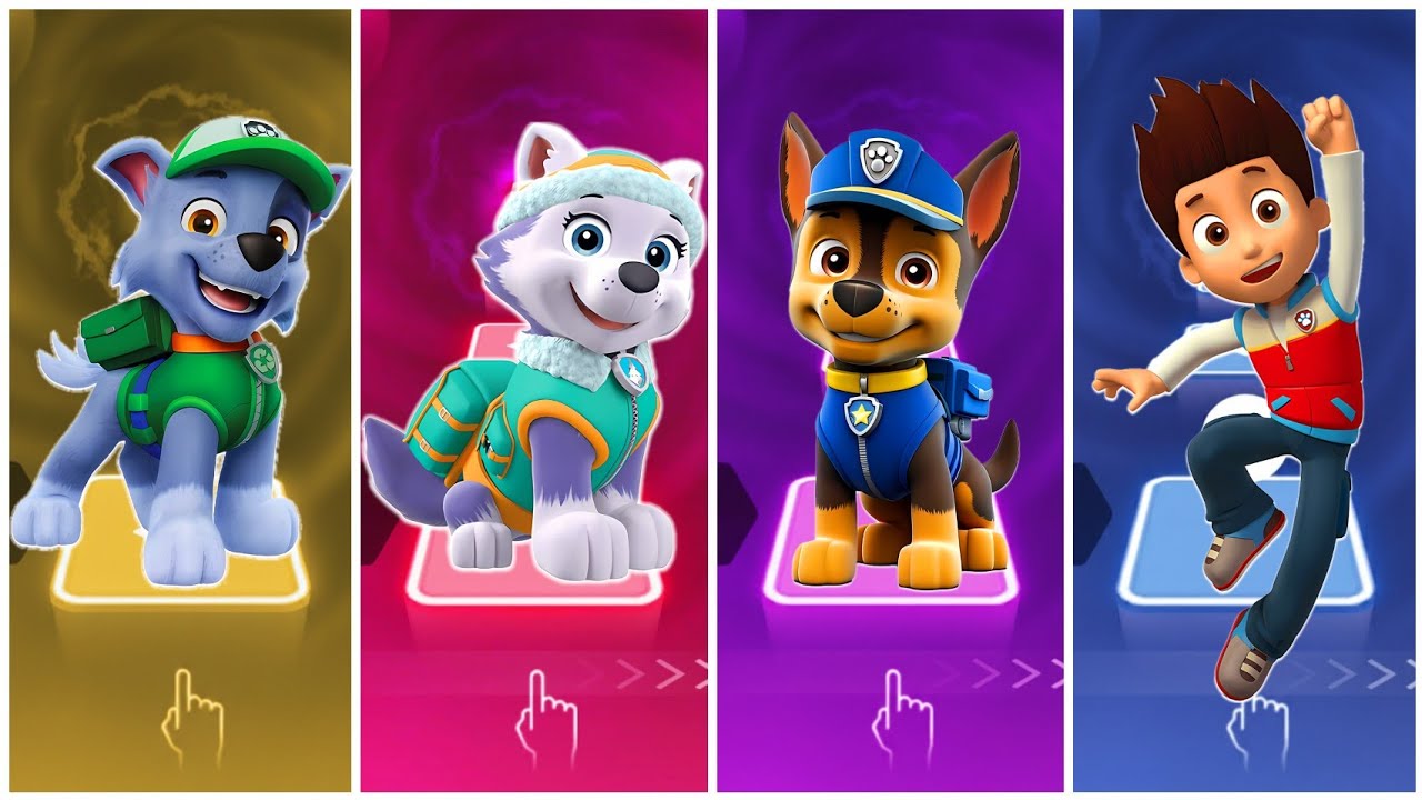 Rocky 🆚️ Everest 🆚️ Chase 🆚️ Ryder 🆚️ Paw Patrol - Tiles Hop Edm Rush