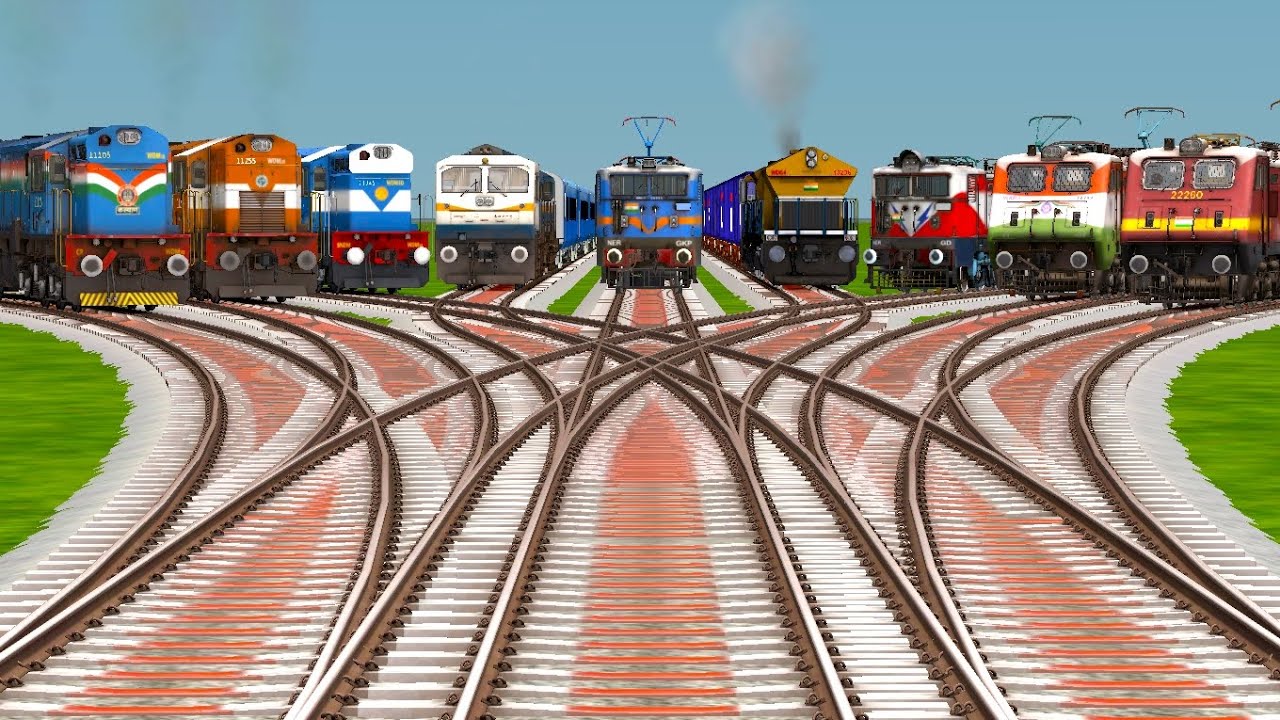 9- Trains Crossing On Diamond✴️Railroad Tracks | Railgadi Tracks | train videos indian railways