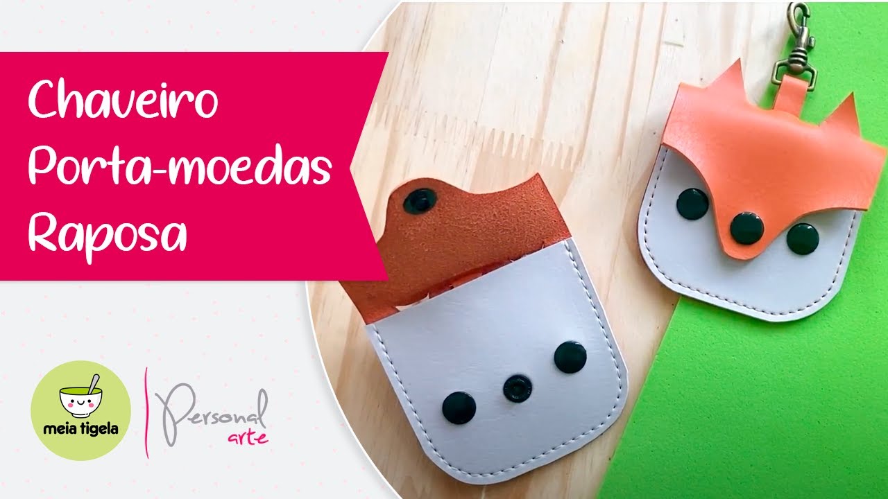 Meia Tigela - Chaveiro Porta-moedas Raposa em Sintético