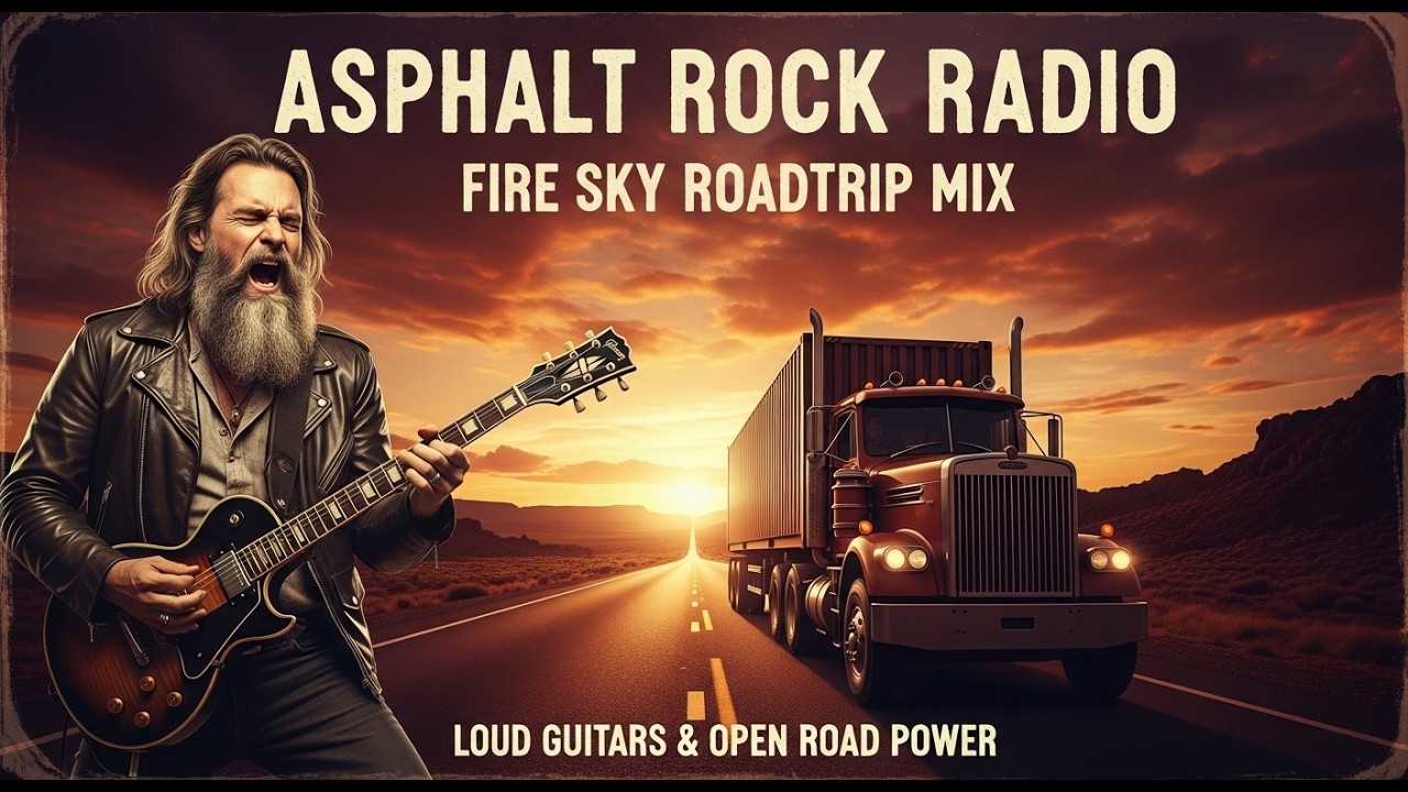 ASPHALT ROCK RADIO – FIRE SKY ROADTRIP MIX | LOUD GUITARS & OPEN ROAD POWER | #FireSkyDrive