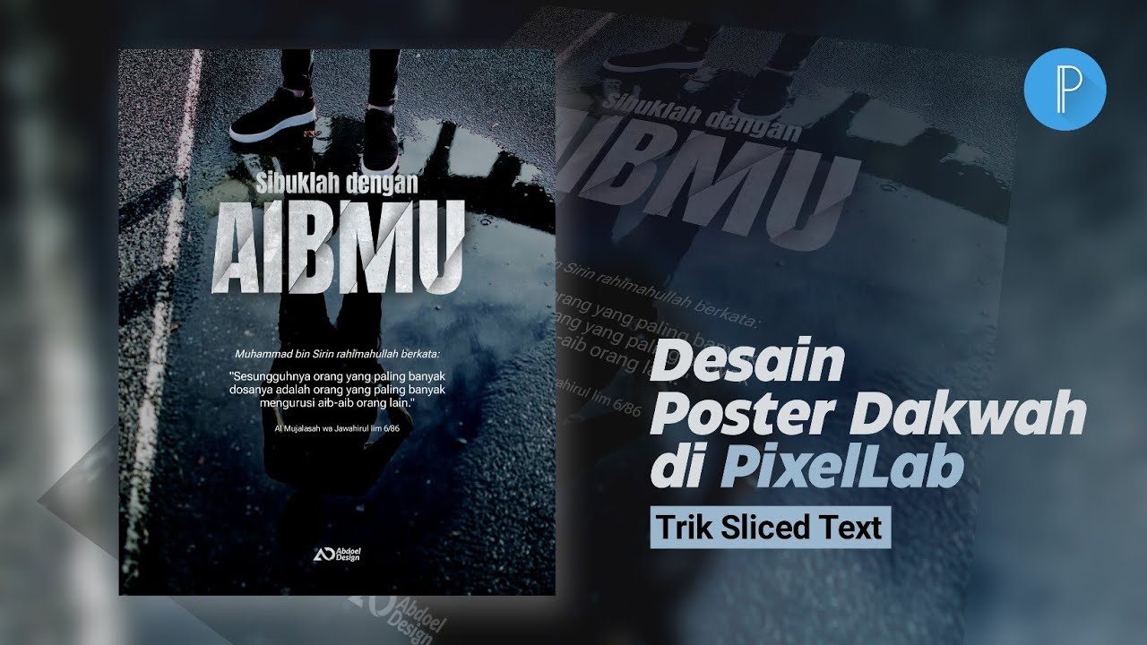 Desain Poster Dakwah Trik Sliced Text di PixelLab | Eps.2
