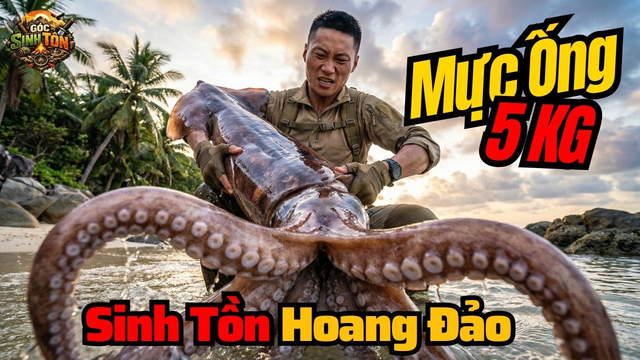 Sinh Tồn Trên Đảo Hoang: Bất Ngờ Bắt Được Mực Khổng Lồ Khi Đi Dạo Bãi Biển