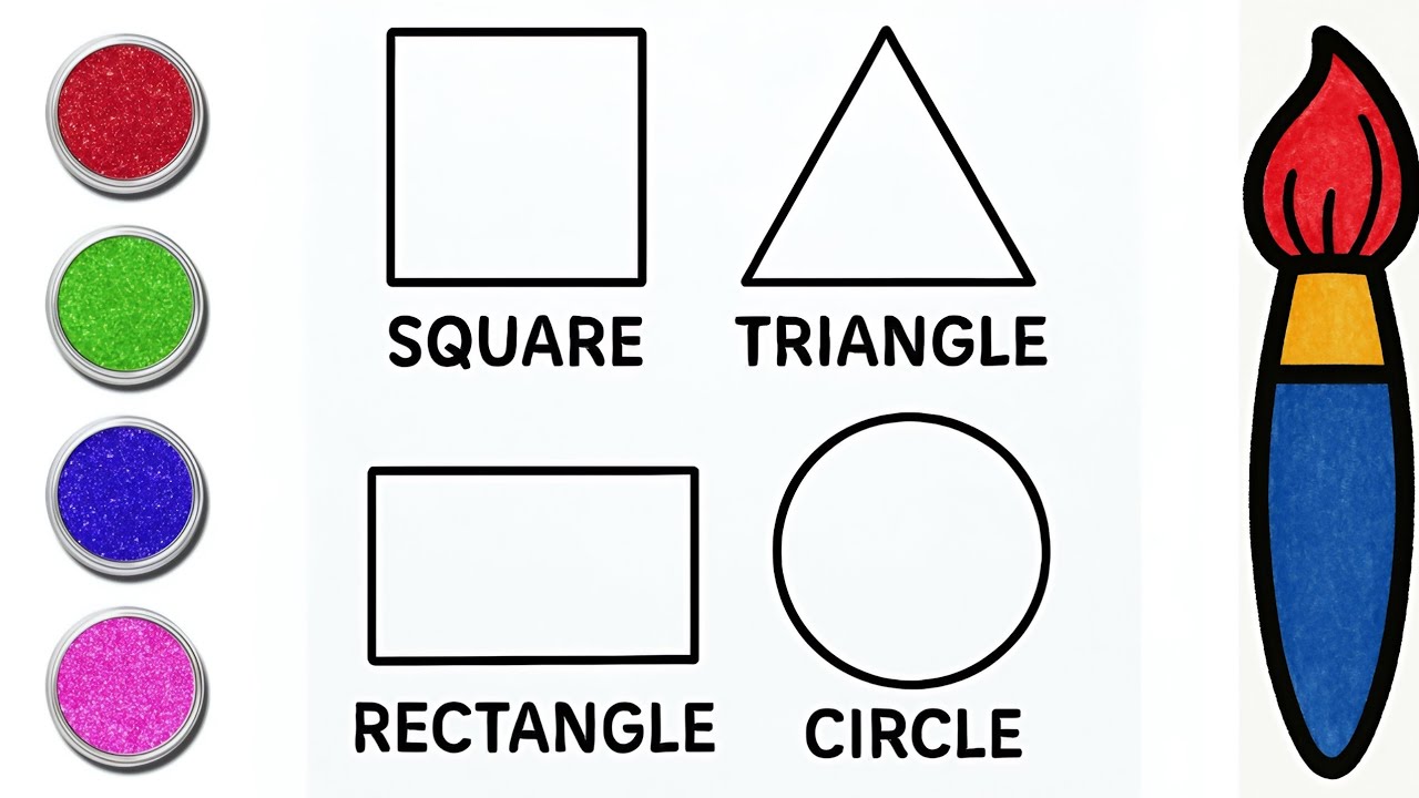 Shapes and Colours for Kids | Square Triangle Rectangle Circle | Color With Musa