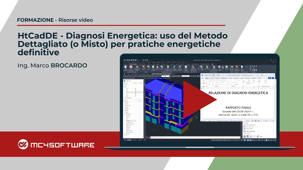 HtCadDE - Diagnosi Energetica: Metodo Dettagliato (o Misto) per pratiche energetiche definitive