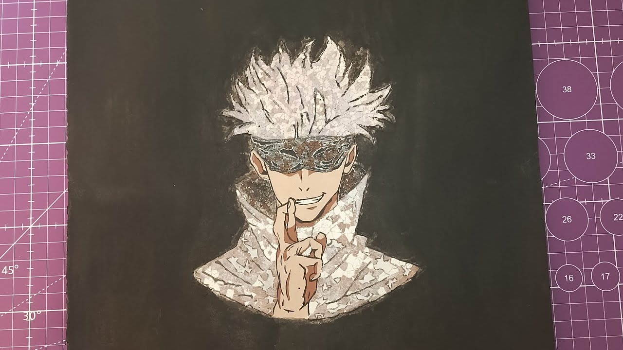 [САТОРУ ГОДЖО] |картина из яичной скорлупы| #anime #song #art #магическаябитва #художник #rek