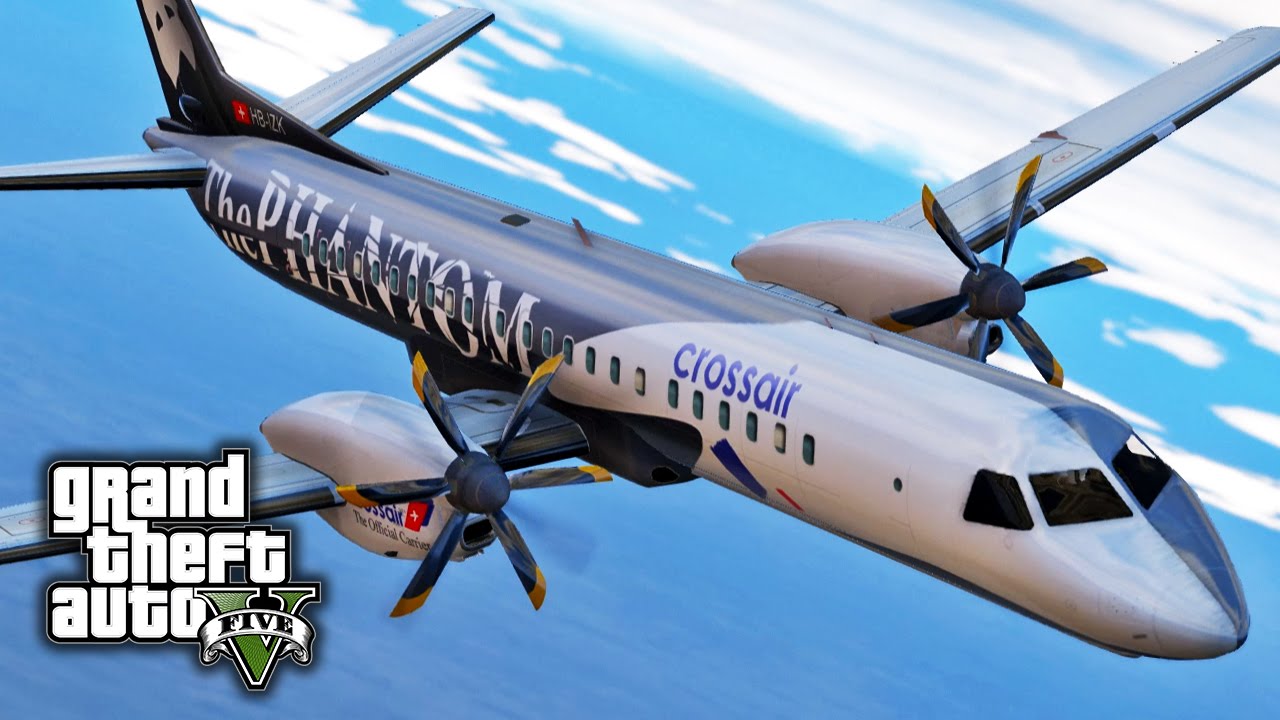 GTA V E30 - Saab 2000 Crashes In The Ocean | Civil Aircraft Pack Showcase
