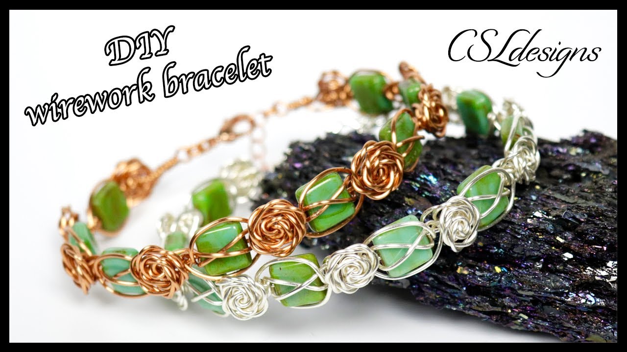 Roses and beads wirework bracelet