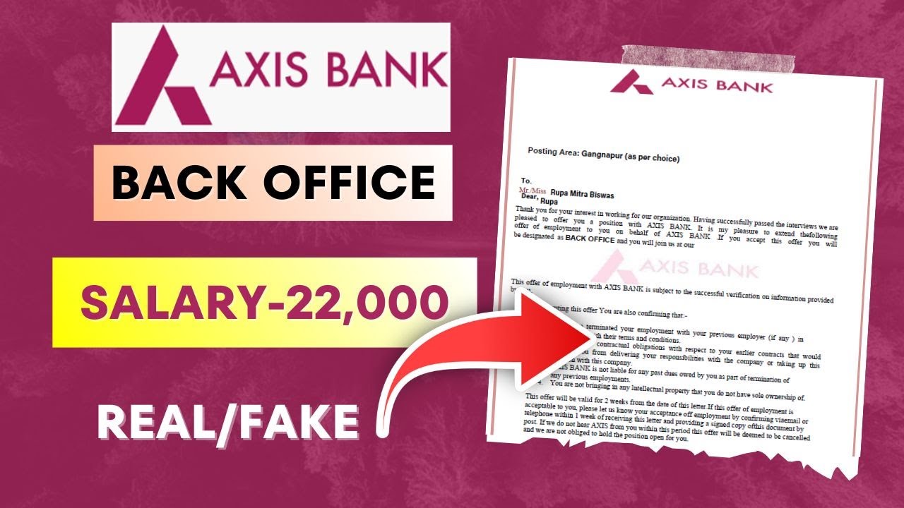 Axis Bank Offer Letter Salary 22,000 | Real or Fake | Genuine or Fraud | How to Check Online