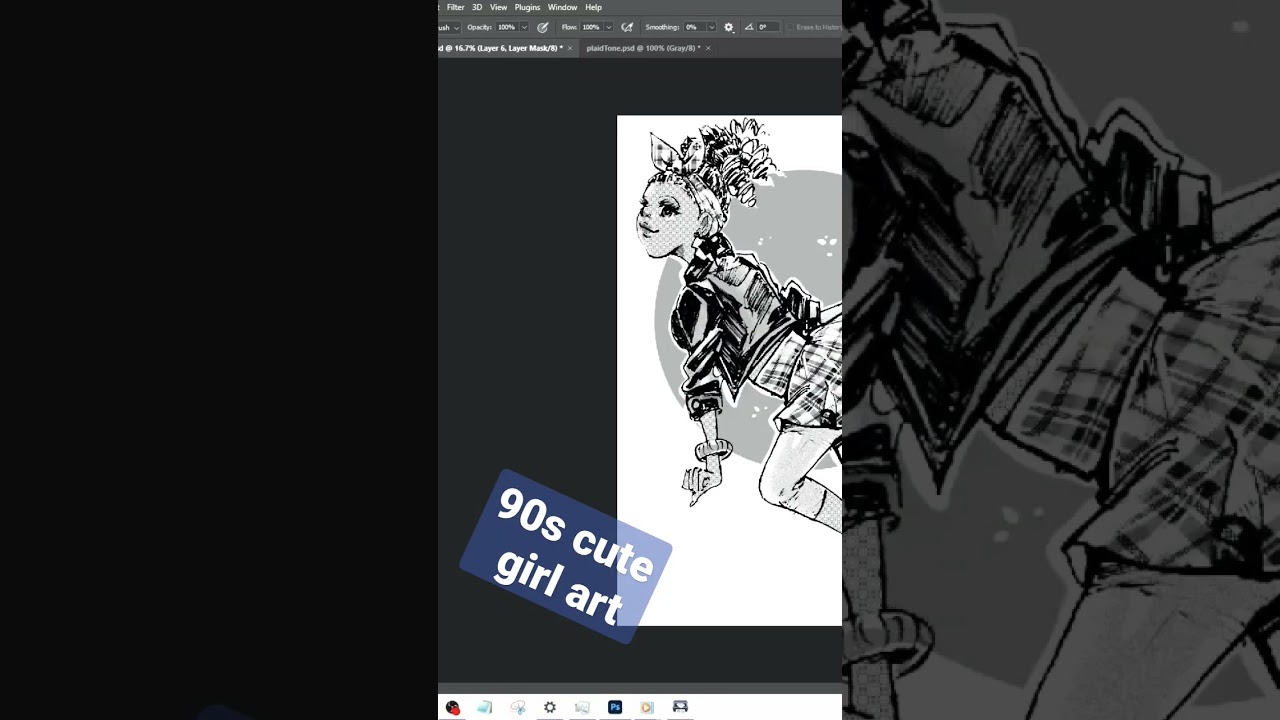 Retro manga anime black girl in photoshop with a punk ish style