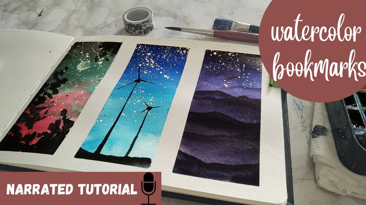Easy watercolor bookmarks for beginners