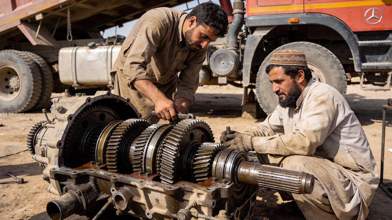 Mercedes BUS Destroyed Transmission Restoration with Basic Tools || Afghaan Mechanic