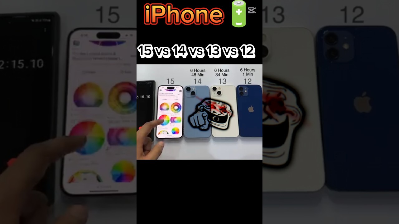 💥iPhone 12 vs iPhone 13 vs iPhone 14 vs iPhone 15 battery🔋 test🔥