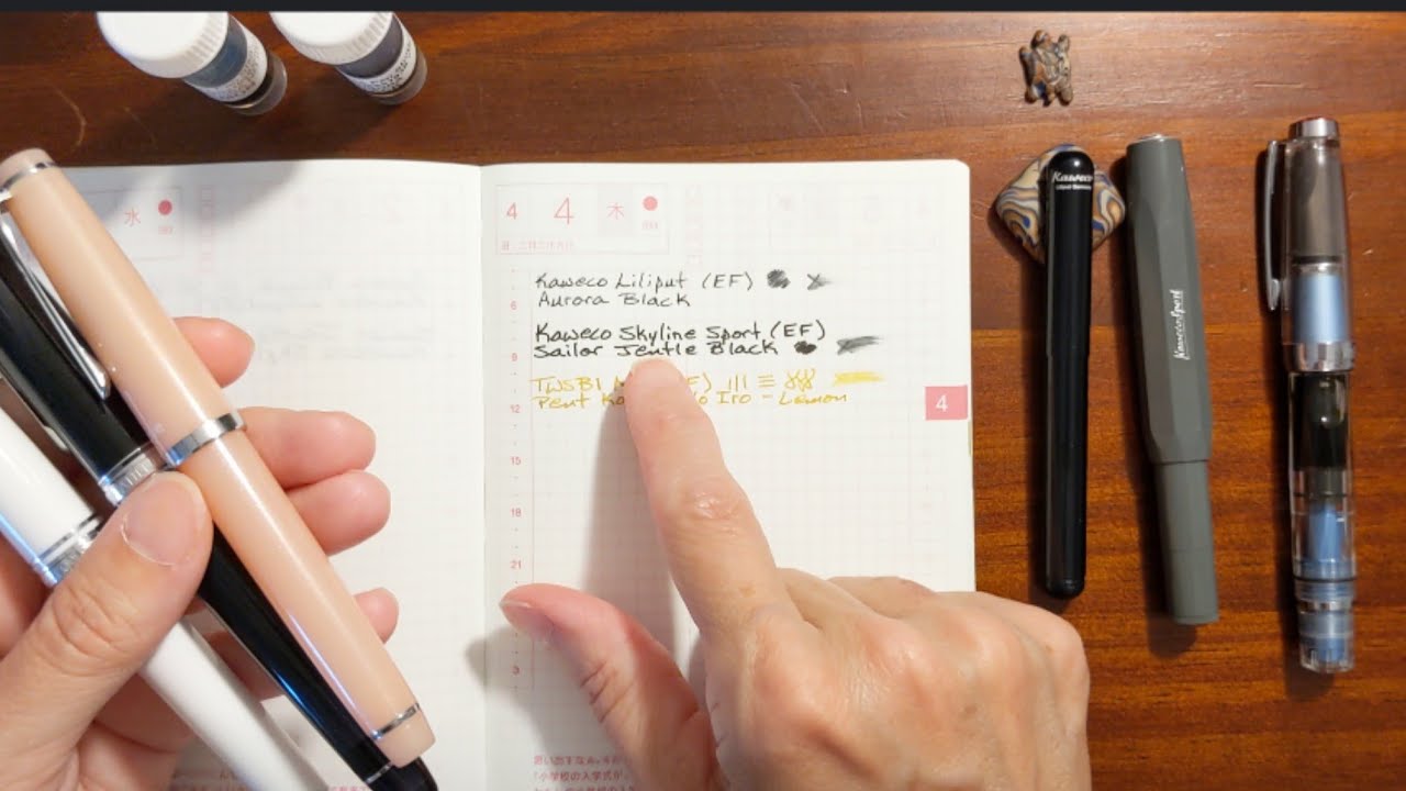 Testing Fountain Pens with Yellow and Black Inks