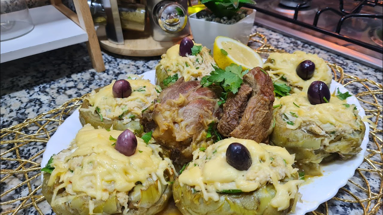 طاجين قرنون و الجلبانة باللحم الغنمي( طريقة جديدة بسيطة) البنة تقطر كي العسل ...أروع أطباق الرمضانية