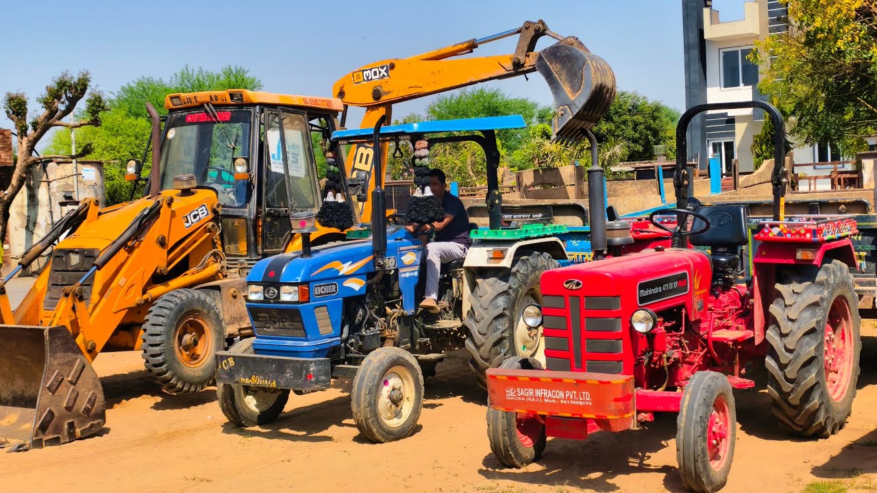 Tractor Stuck Power Test in Mud | Mahindra 475 Di | Eicher 380 | Swaraj 855 Fe | Kubota | JCB 3dx