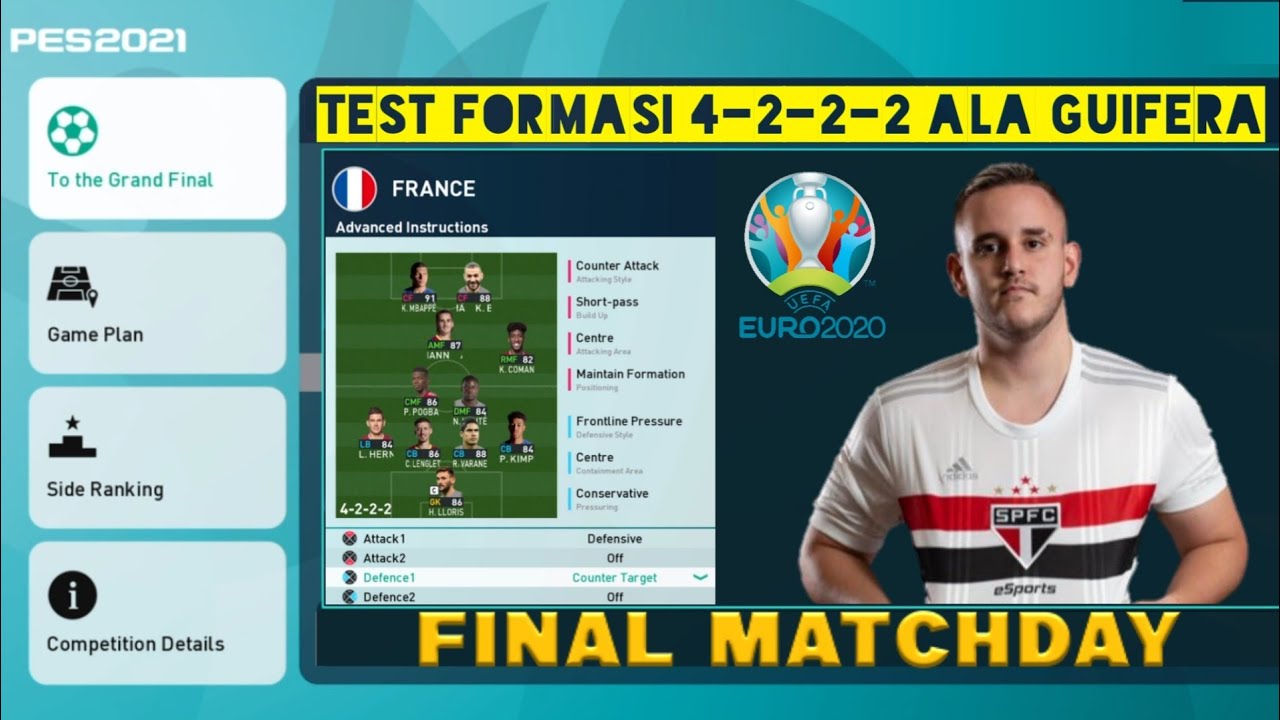 MENCOBA FORMASI 4-2-2-2 ALA GUIFERA DI FINAL MATCHDAY EURO2020 PES 2021