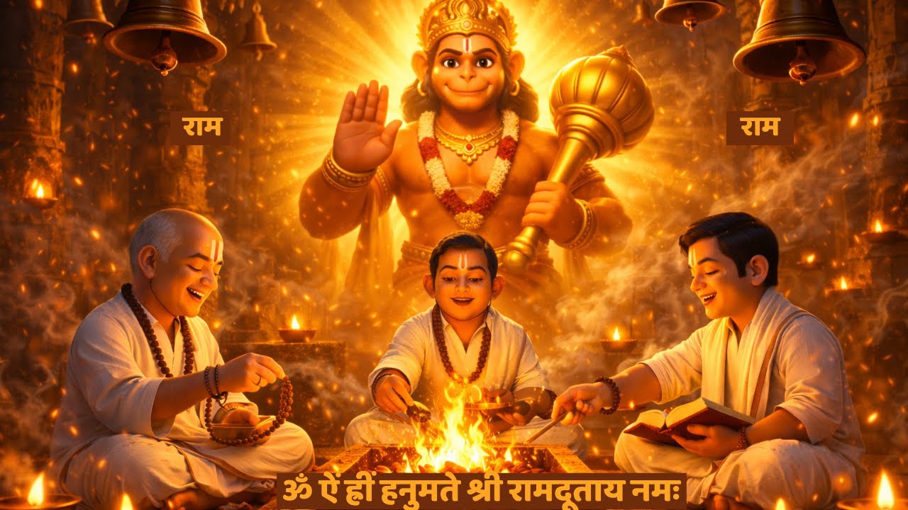 ॐ ऐं ह्रीं हनुमते श्री रामदूताय नमः | Powerful Hanuman Mantra 🔔🔥#hanumanbhajans