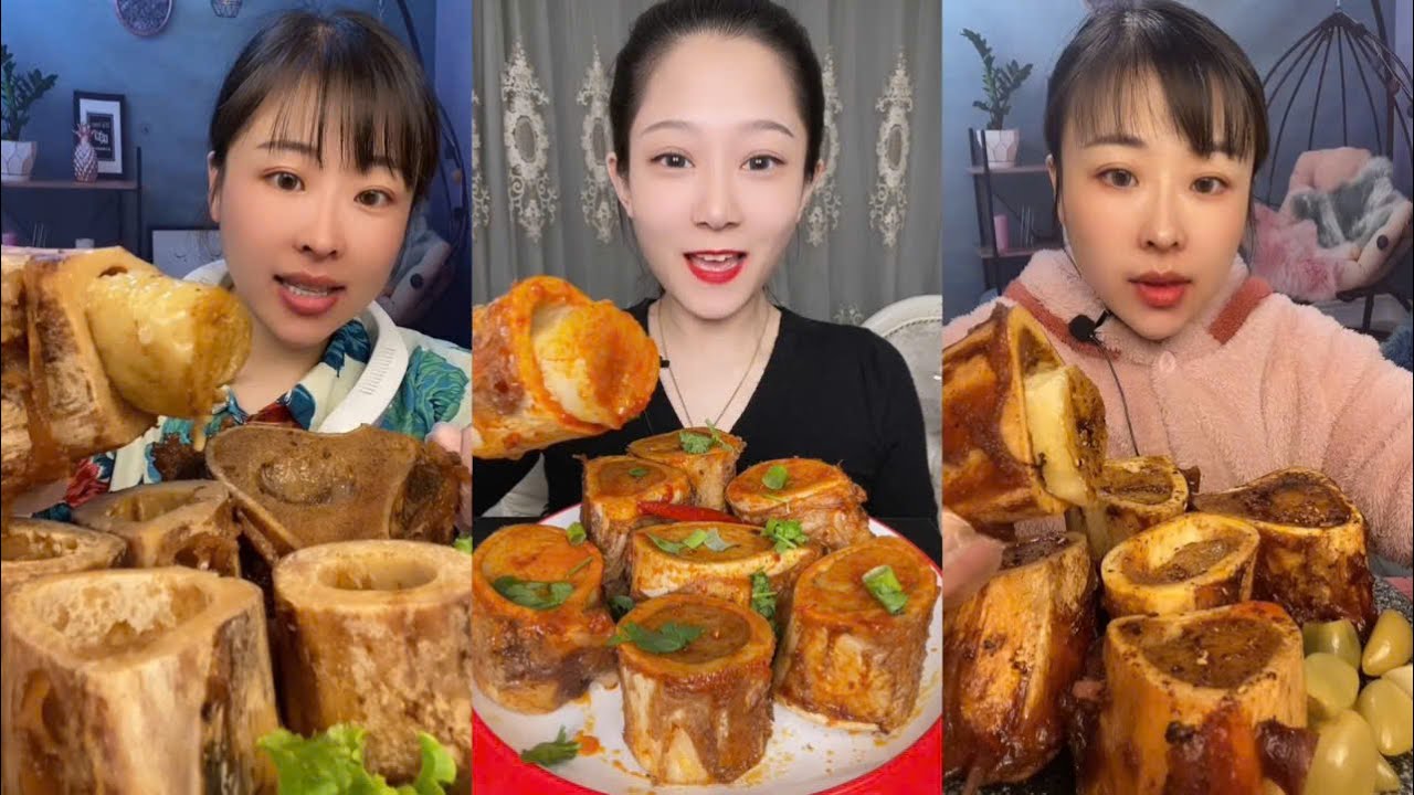 Asmr mukbang eating bone marrow - full 2 hours long - alice food #425