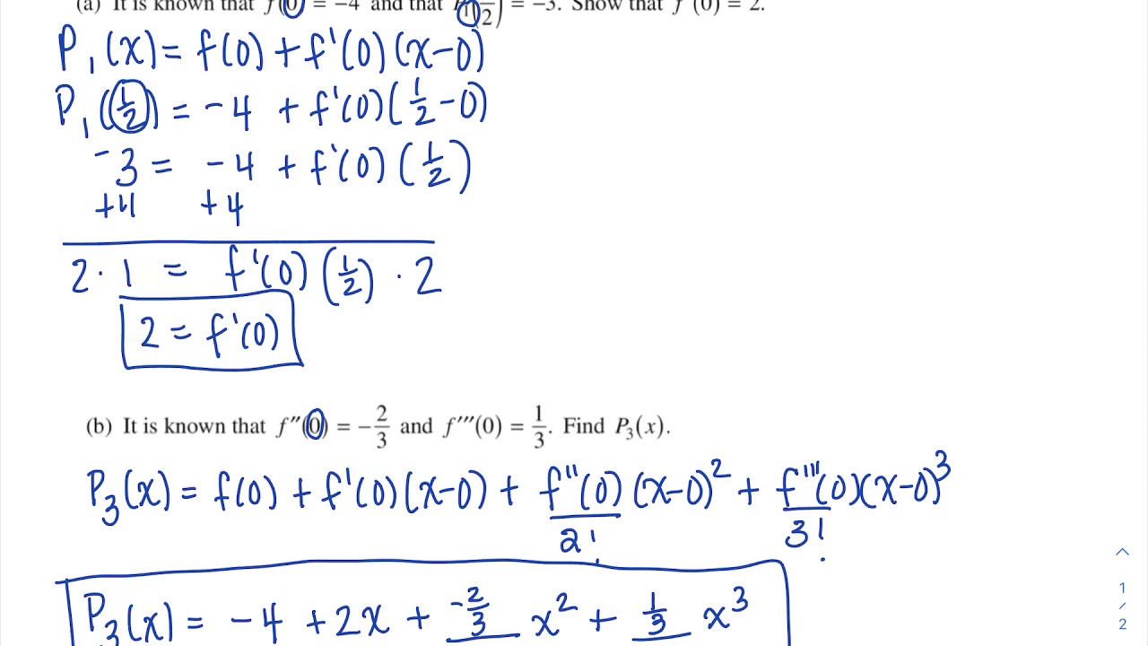 AP FRQ Taylor Polynomials (2013 BC - 6)