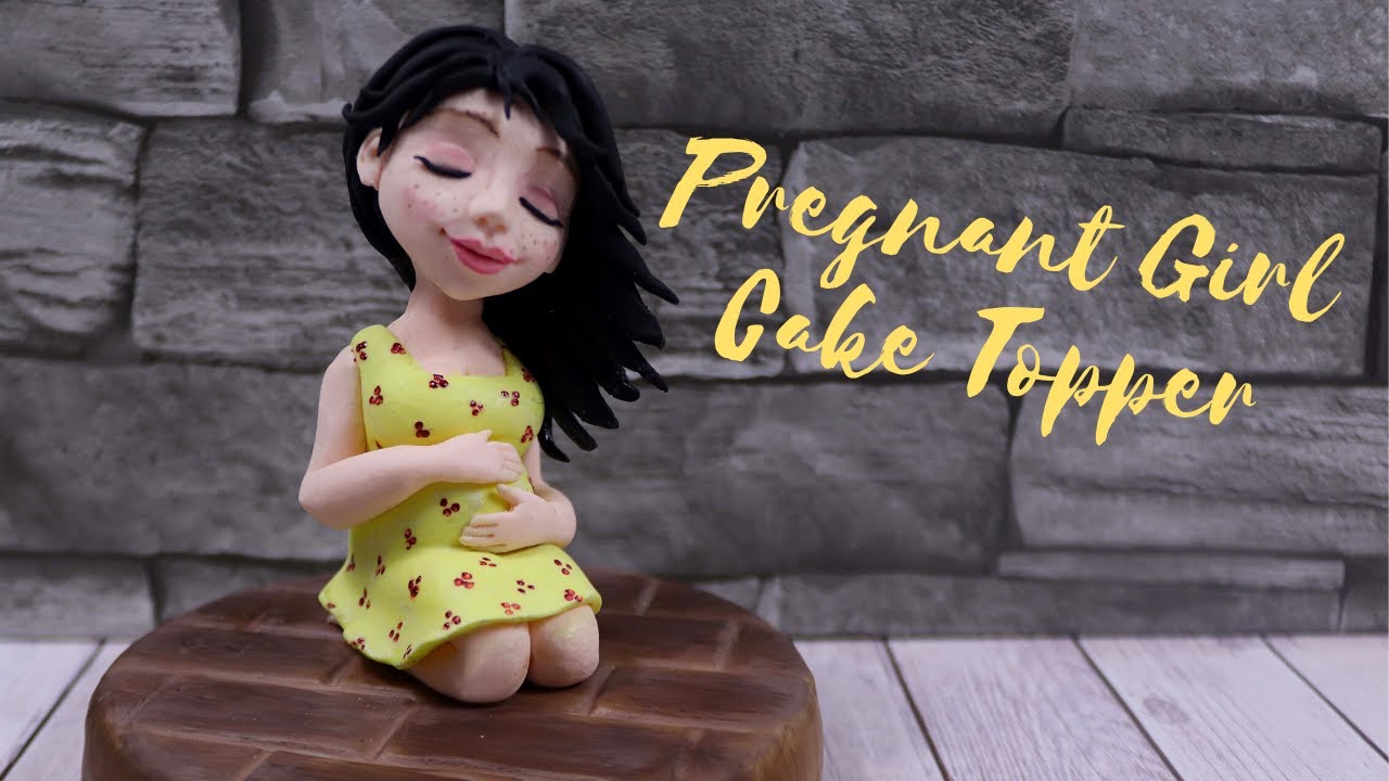 Make this easy Pregnant Woman on her knee Cake Topper out of fondant, clay, cold porcelain