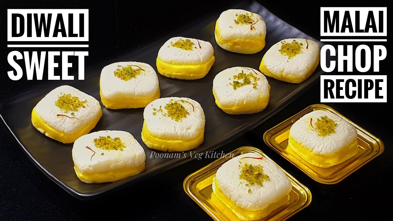 Soft Spongy Malai Sandwich Bengali Sweet - Malai Chop Diwali Sweets Recipe - How to make Malai Chop