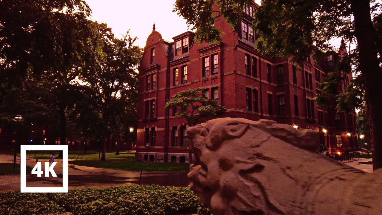 4K Walking at Harvard University - Rainy Evening Sunset ASRM - Cambridge, MA - ASMR
