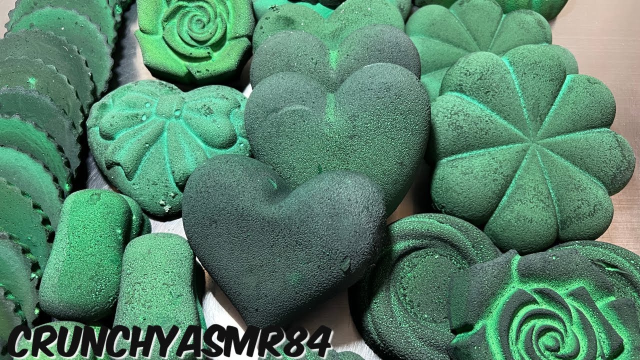 Deep Green  Hearts, Petals Crush | Oddly Satisfying | ASMR | Sleep Aid