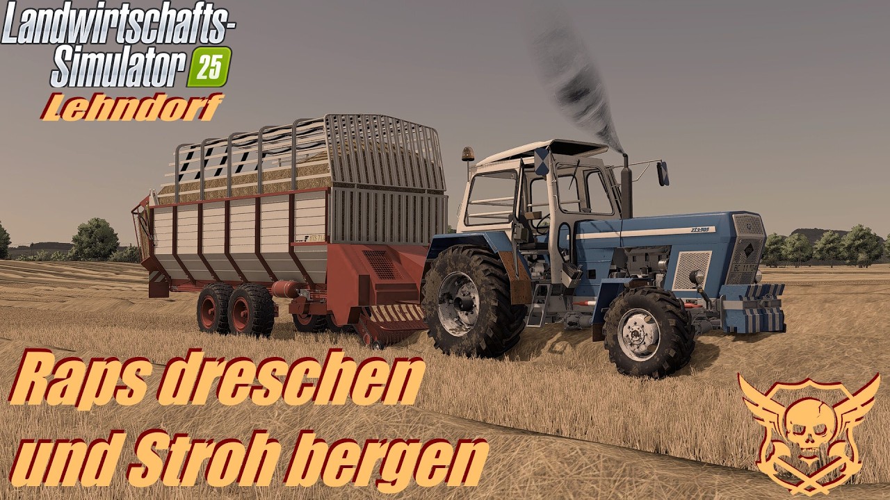 LS25 Lehndorf #037 | Raps dreschen und Stroh sammeln | #ls25