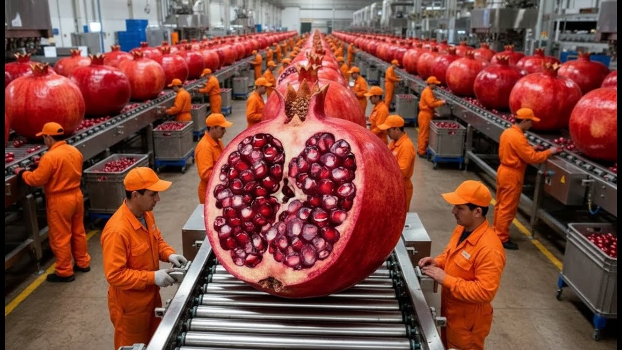 Huge Scale Pomegranate Juice Production Process in Global Factories