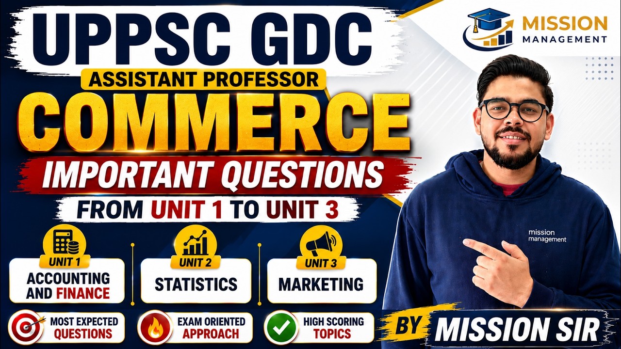UPPSC GDC Assistant Professor Commerce 2026 | Unit 1, 2 & 3 Important Questions with Explanation