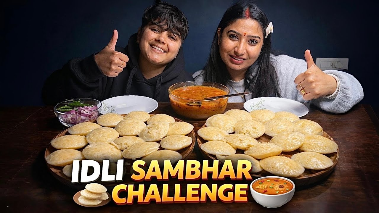 ASMR Eating Tasty Idli Sambhar Challenge & Mukbang