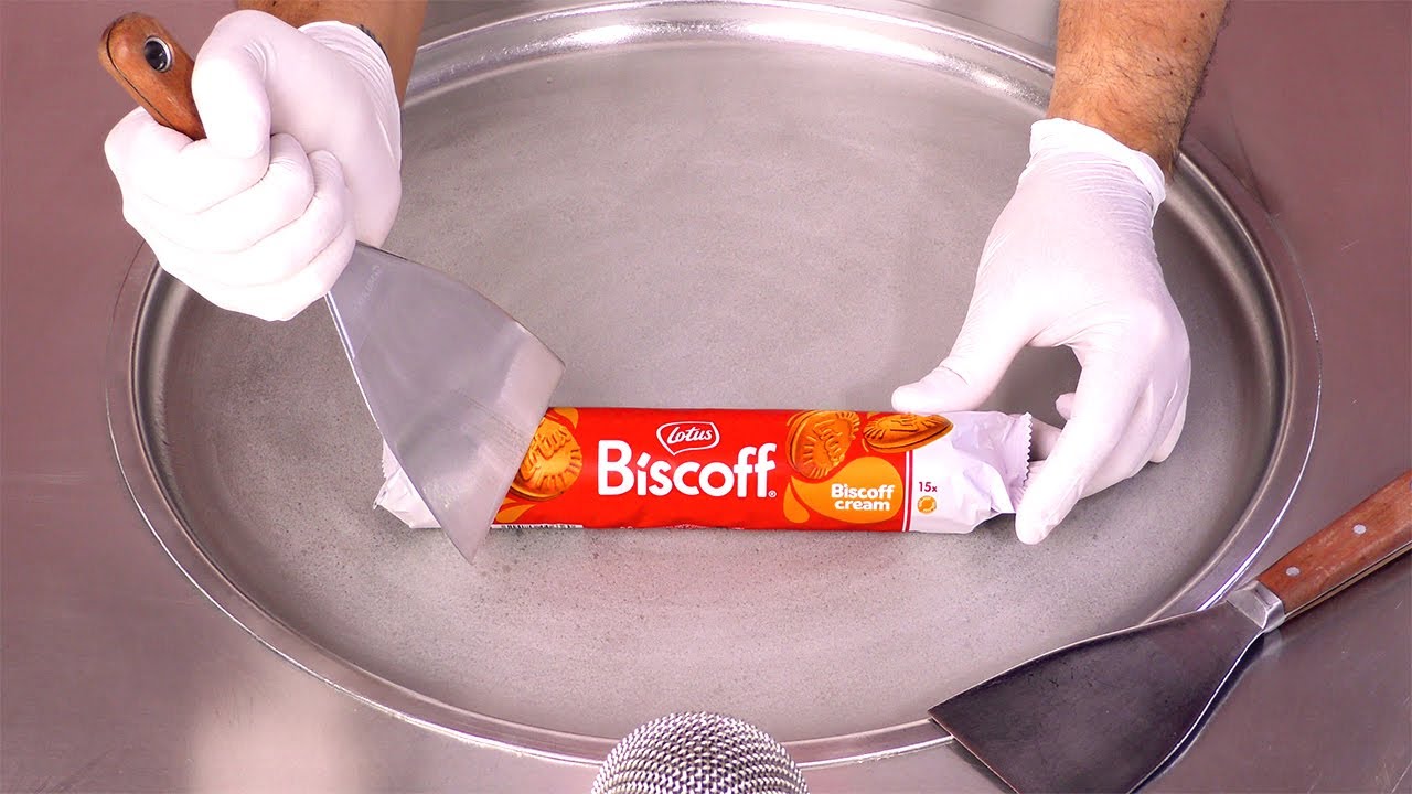 Я превращаю печенье с кремом Lotus Biscoff в роллы с мороженым! (-30°С) | Не разговаривать | АСМР