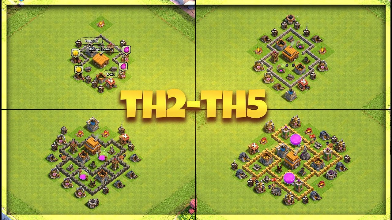 THE BEST Starter BASE Designs For TH2-TH5 WITH Copy Links- Clash of Clans