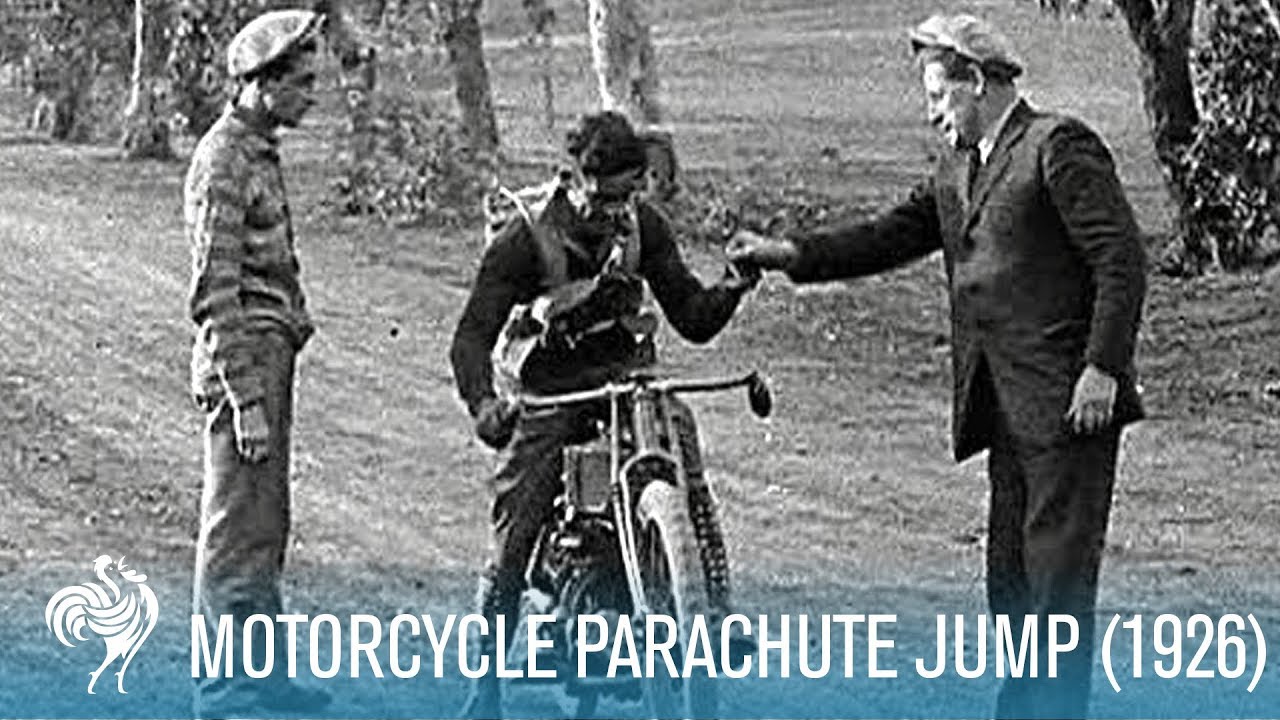 Motorcycle Parachute Jump Ends in Crash (1926) | British Path&eacute;
