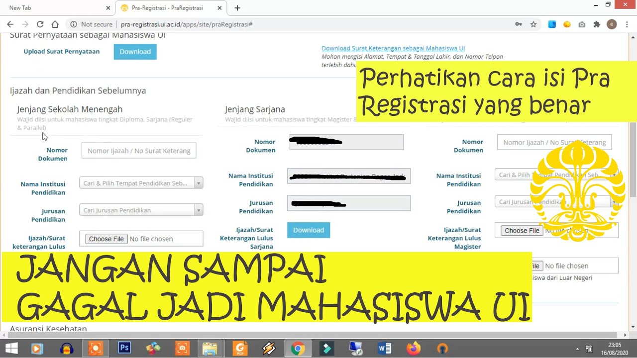 TIPS DAN TRIK CARA CEK LULUS SIMAK UI DAN PRA REGISTRASI LULUS SIMAK UI S1 S2 S3 PROFESI YANG BENAR