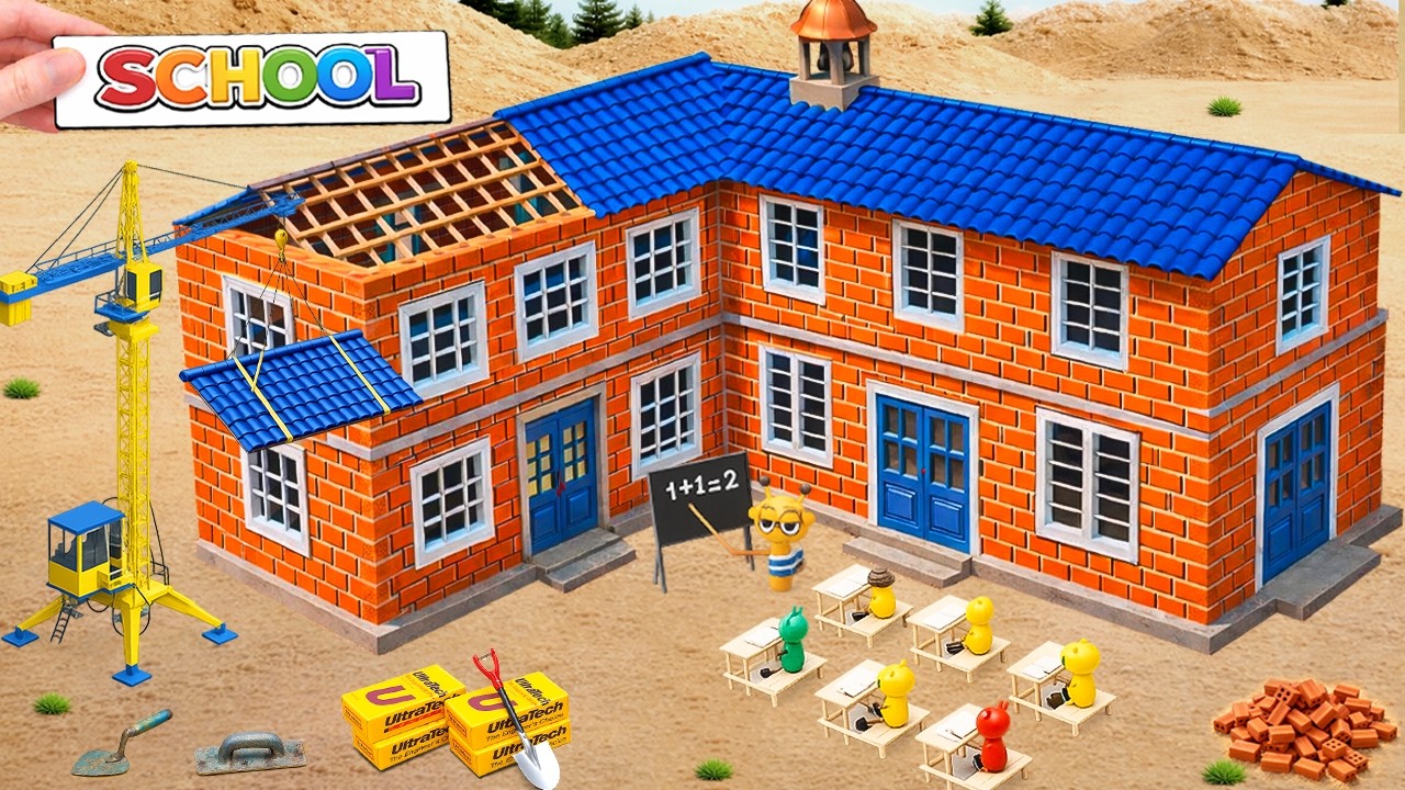 DIY Mini Tractor Builds a Huge 2-Story Brick School | Science Project