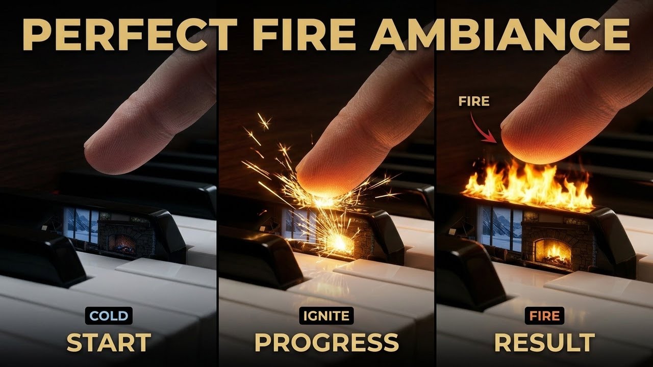 Relaxing Fireplace Ambience in a Cozy Mountain Cabin #classicalmusic #piano #pianomusic #recommended