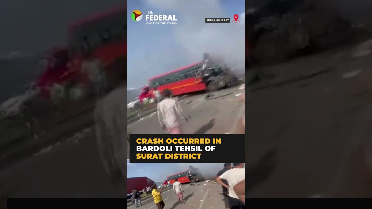 Seven killed in Gujarat-Maharashtra highway bus crash | #shorts