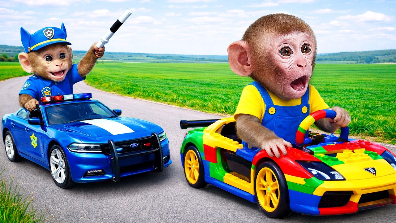 Mono NEO recoge uvas y persigue a un ladrón en una carrera inesperada 🚓😱🍇| MONO NEO ESP